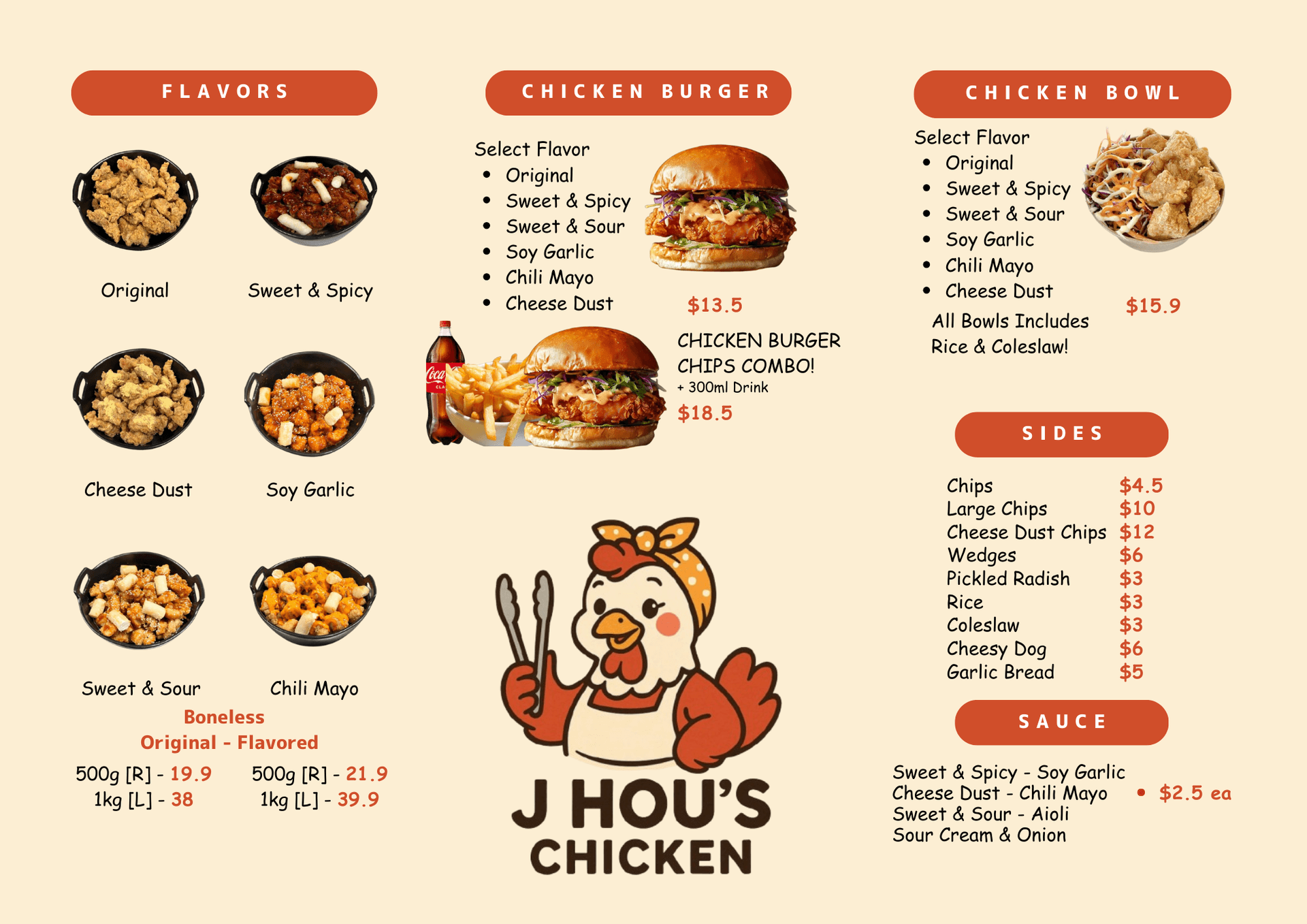 J Hou's Chicken Menu - Page 1